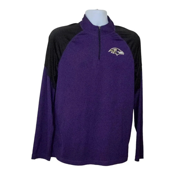 NFL Team Apparel men's Ravens 1/4 zip pullover purple long sleeve size L - Picture 1 of 5
